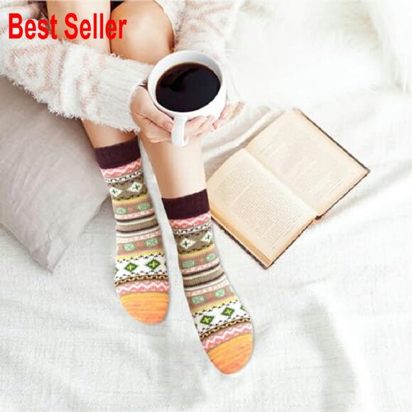 Wool Blend Socks 5-Pair Pack Cozy Thick Warm Winter Calf Length - Picture 3 of 8